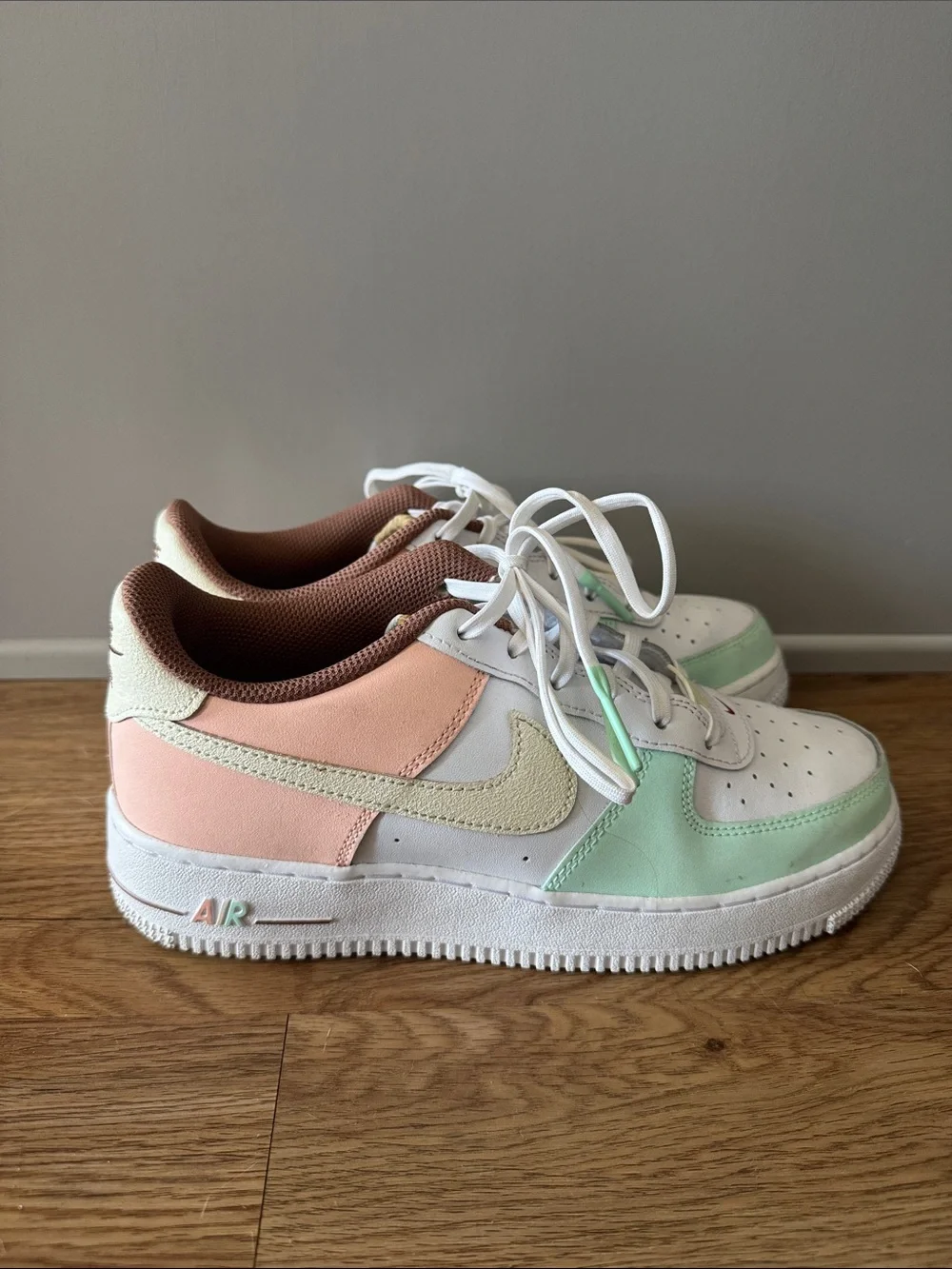 Nike White Sneakers with Mint Green & Peach Accents